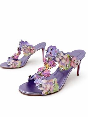 Christian Louboutin Flora Flower Strass Sandal Heels Womens Size EU 40